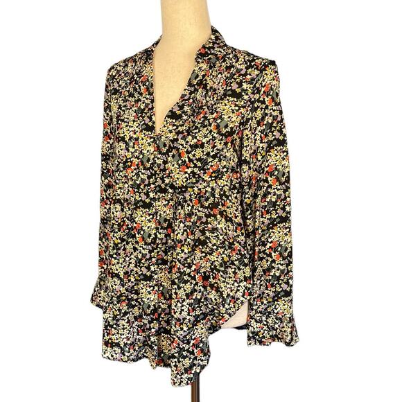 Anthropologie Maeve Matilda Floral Pin Tuck Pleats Button Up Blouse Top Shirt XS - Picture 6 of 11